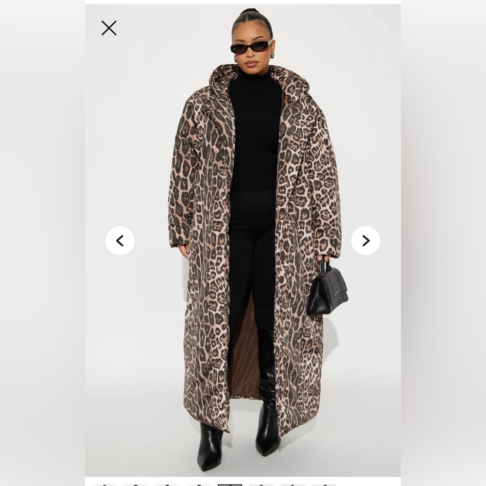 NWT Fashion Nova Leopard Print Puffer Coat SIZE 2X